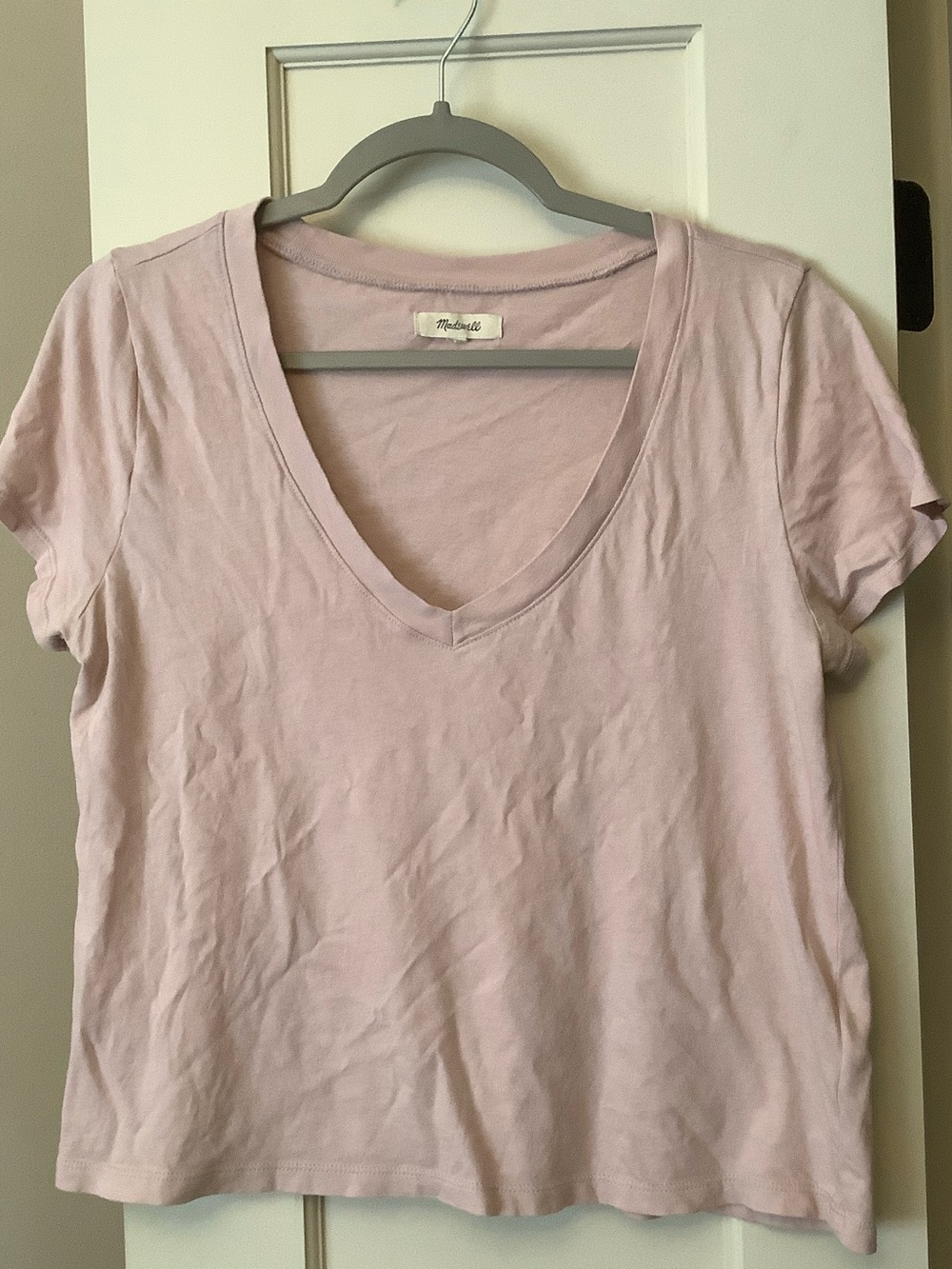Madewell Soft Pink V-Neck Short Sleeve Tee